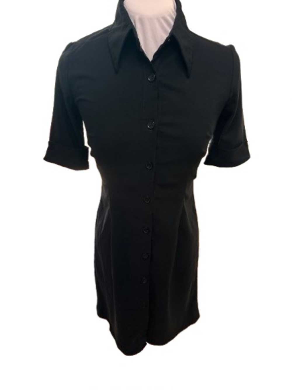 Necessary Objects Black Collared Button Down Dress